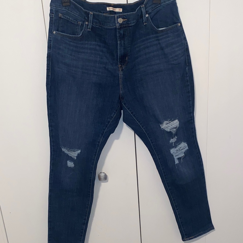 Levi's Dark Blue Distressed Skinny Jeans